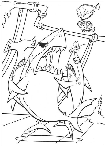 Three Sharks  Coloring Page